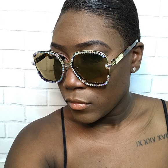 Brown bling shades with rhinestones - Picture 3 of 6